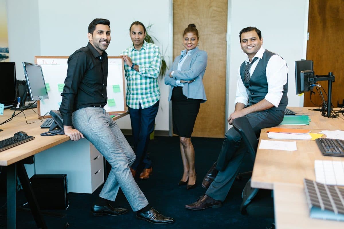 Insurance professionals in a modern office